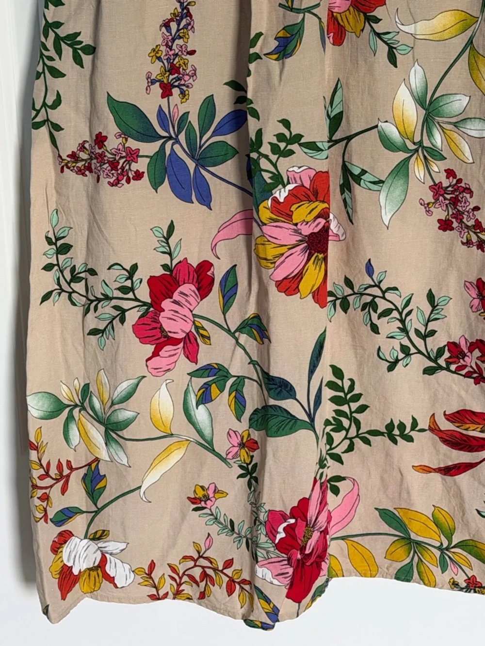 McLLINI Beige Floral A-Line Midi Skirt Size 8 54962